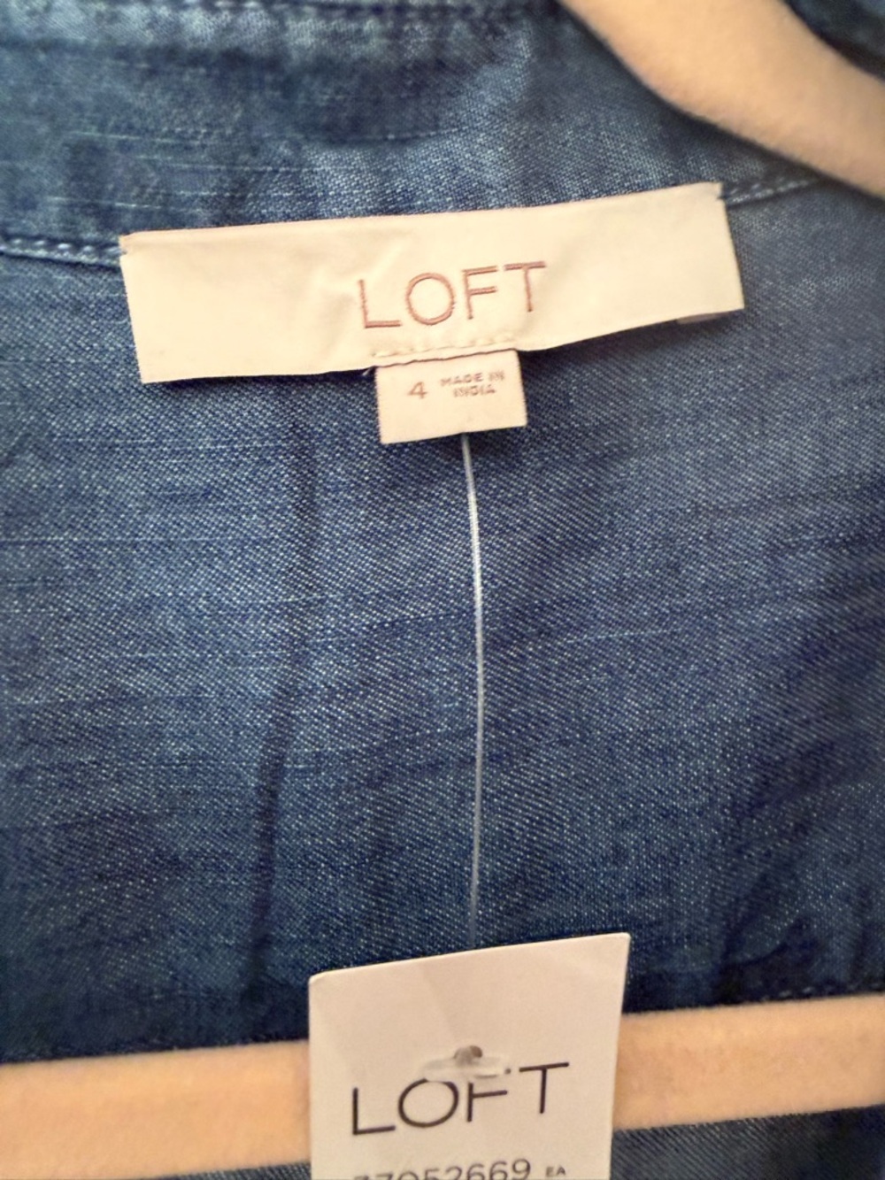 LOFT Chambray Button-Front Shirt Dress in Medium Blue - Picture 4 of 4